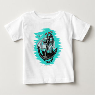 Vintage sailing ship and anchor baby t-shirt