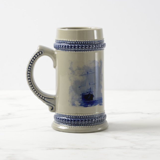 Vintage Sailing Ship Ceramic Tankard Beer Stein (Left)
