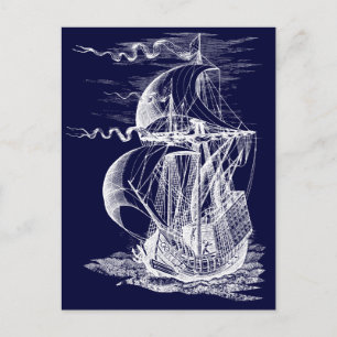 Vintage Sailing Ship Postcard