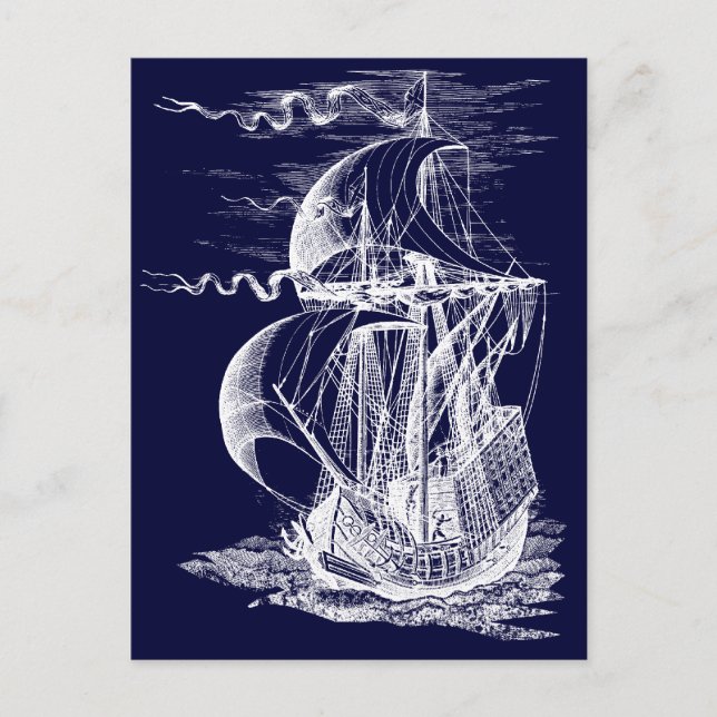 Vintage Sailing Ship Postcard (Front)