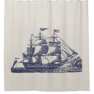 Vintage Sailing Ship Shower Curtain