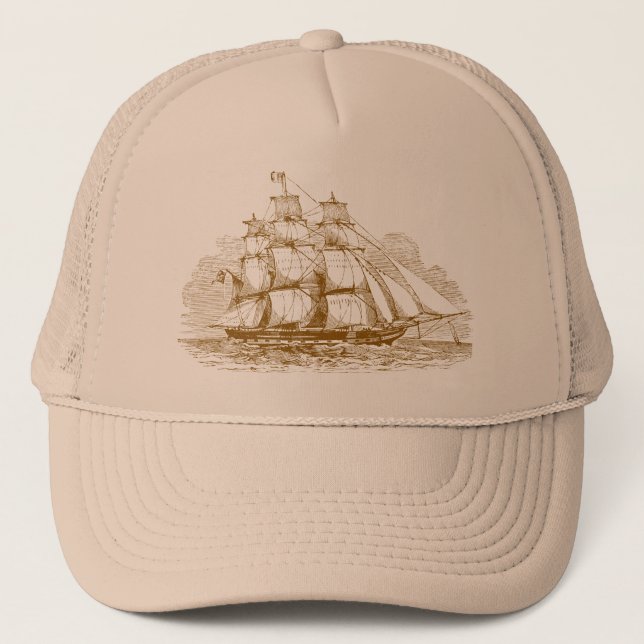 Vintage Sailing Ship Trucker Hat (Front)