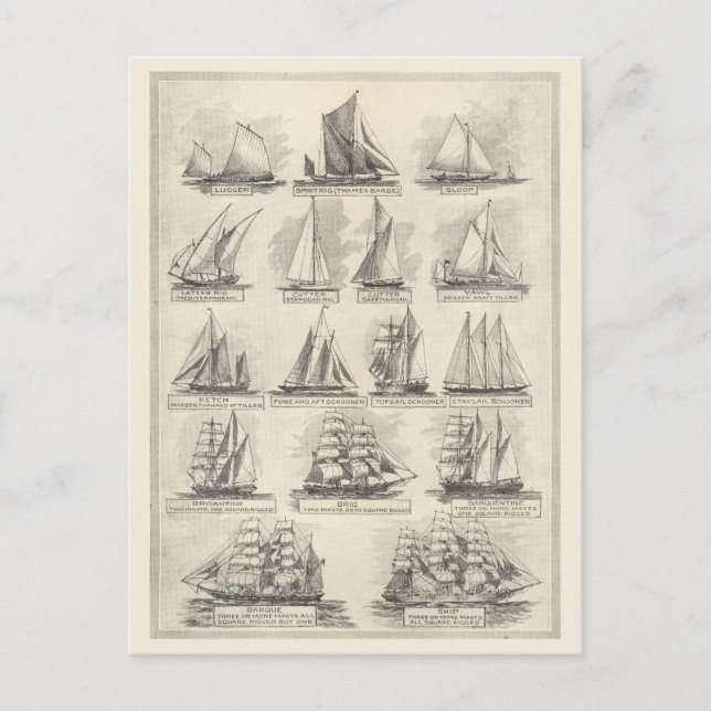Vintage Sailing Ships Postcard (Front)