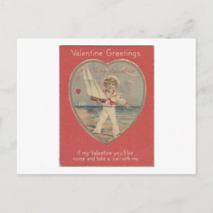 Vintage Sailor Boy Valentine Holiday Postcard