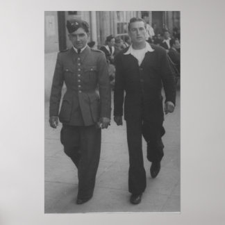 Vintage sailor soldier men couple gay interest poster