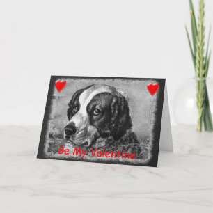 Vintage Saint Bernard Valentines Day Card
