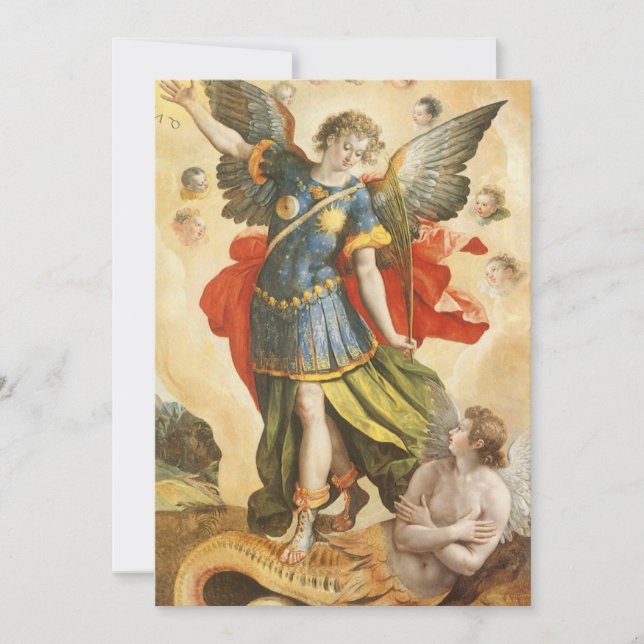 Vintage  Saint Michael Defeats Lucifer Invitation (Front)
