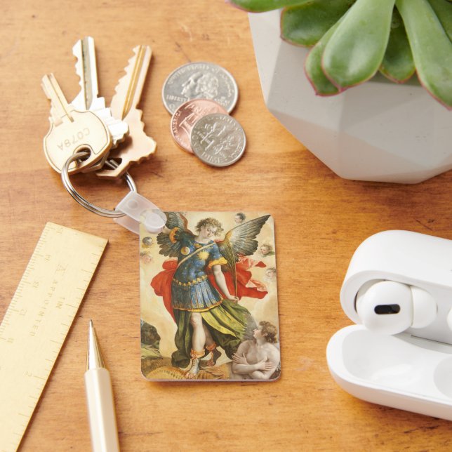 Vintage  Saint Michael Defeats Lucifer Keychain (Desk)