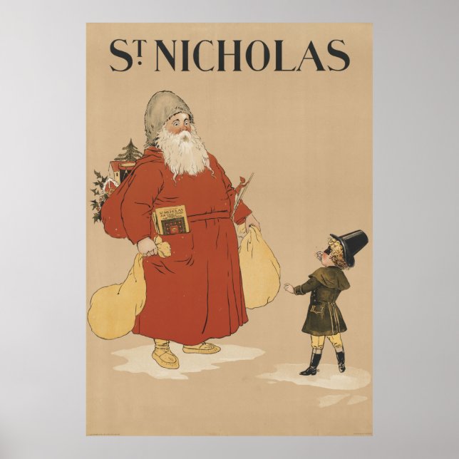 Vintage Saint Nicholas Illustration (1895) Poster (Front)