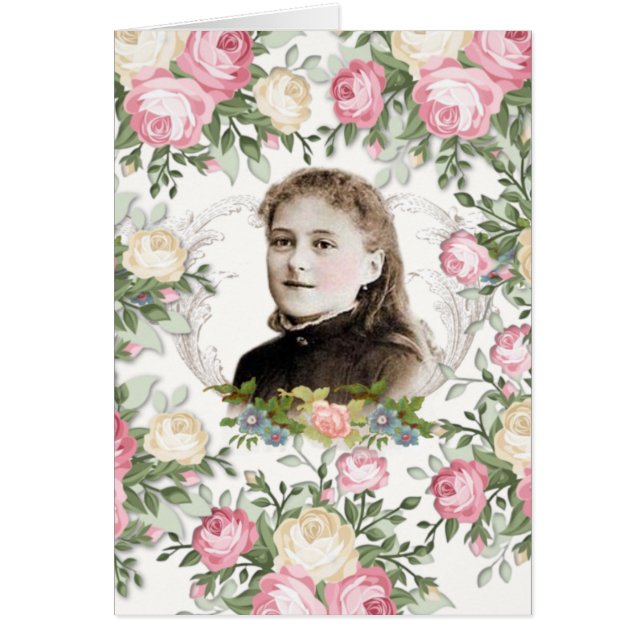 Vintage Saint-Thérèse Roses religieux catholiques (Devant)