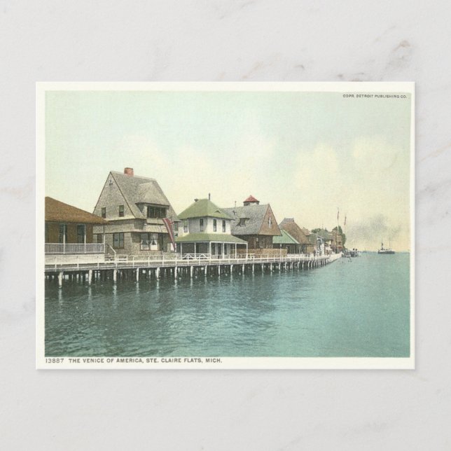 Vintage Sainte Claire Flats Detroit Michigan Postcard (Front)