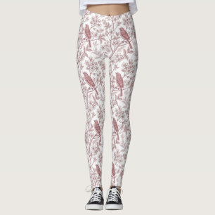 Vintage Sakura Cherry Blossom & Bird  Aesthetic 1 Leggings