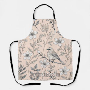 Vintage Sakura Cherry Blossom & Bird  Aesthetic 3 Apron