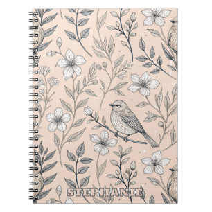 Vintage Sakura Cherry Blossom & Bird Aesthetic 3 Notebook