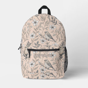 Vintage Sakura Cherry Blossom & Bird  Aesthetic 3 Printed Backpack