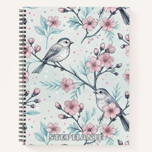 Vintage Sakura Cherry Blossom & Bird Aesthetic 4 Notebook