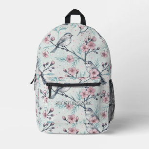 Vintage Sakura Cherry Blossom & Bird Aesthetic 4 Printed Backpack