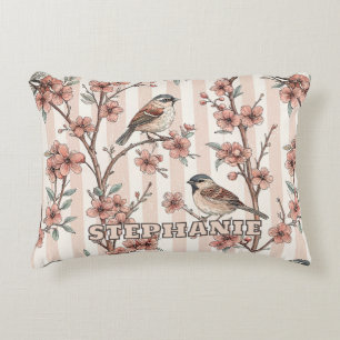 Vintage Sakura Cherry Blossom & Bird Aesthetic 6 Accent Pillow