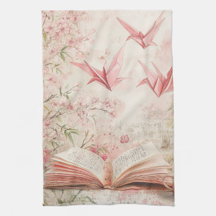 Vintage Sakura Origami Serenity (1) Kitchen Towel