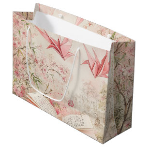 Vintage Sakura Origami Serenity (1) Large Gift Bag