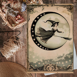 Vintage Salem Witch Floating Decoupage Tissue Paper