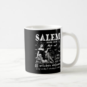 Vintage Salem Witch Reading Books Halloween Spooky Coffee Mug