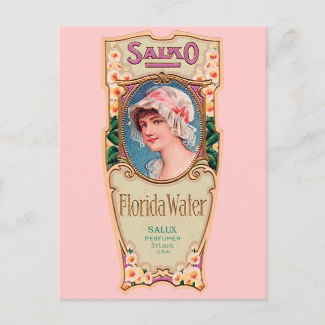 Vintage Salko Florida Water Perfume Label Postcard (Front)