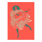Vintage Salmon Teal Guitar Woman Musician Bold