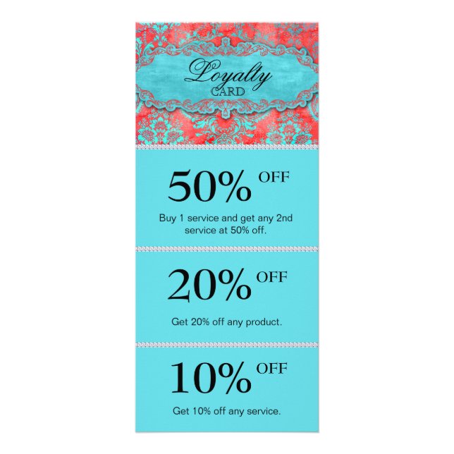 Vintage Salon Loyalty Card Damask Fashion (Front)