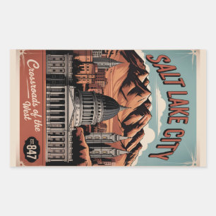 Vintage Salt Lake City Utah Retro Travel Poster Sticker
