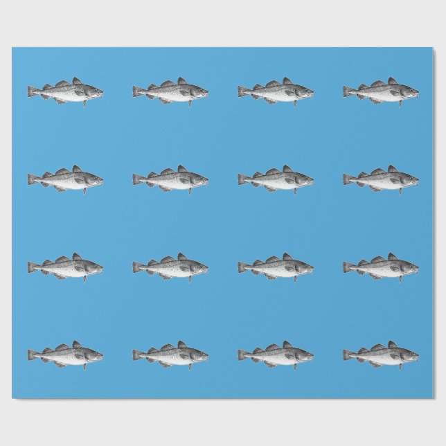 Vintage Saltwater Fishing - Atlantic Cod Wrapping Paper (Flat)