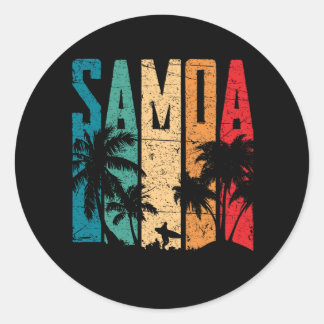 Vintage Samoa Beach Sunset Samoan Classic Round Sticker