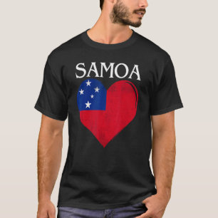 Vintage Samoa Flag Heart For Samoan T-Shirt