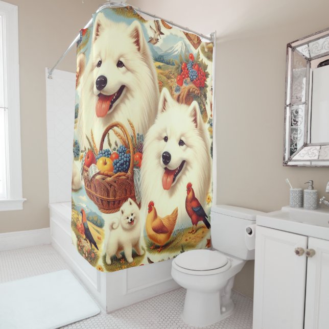 Vintage Samoyed Dog Illustration (In Situ)