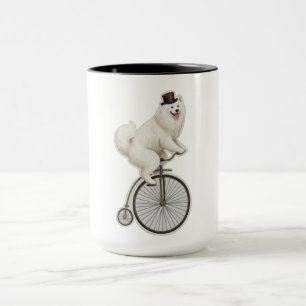 Vintage Samoyed on a Penny-Farthing Bicycle  Mug