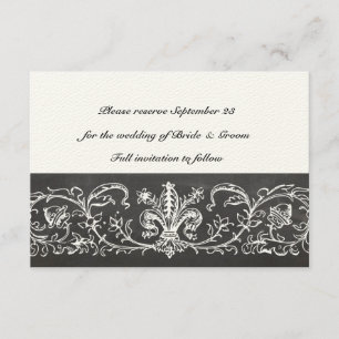 Vintage Sampler Chalkboard Lace Save the Date