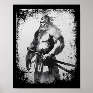 Vintage Samurai Bigfoot Japanese Art Anime  Poster