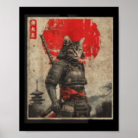 Vintage Samurai Cat Japanese Graphic Tees Mens Uki
