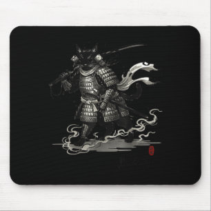 Vintage Samurai Cat Japanese Shirt  Mouse Pad