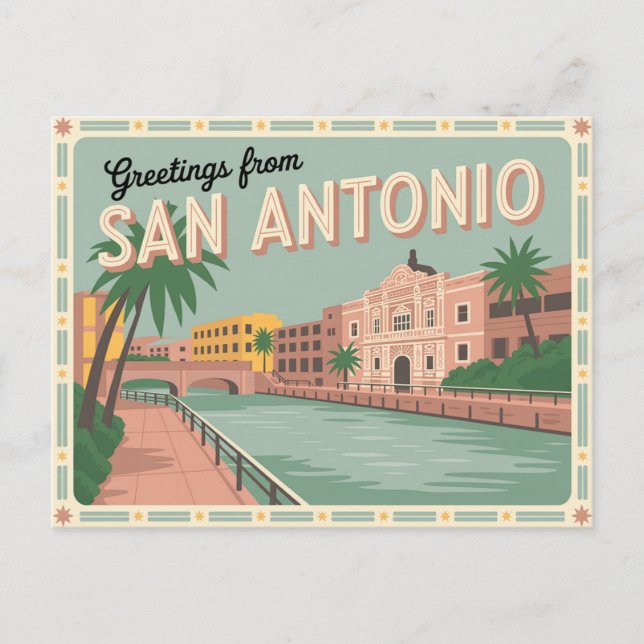 Vintage San Antonio Postcard | Greetings from (Front)