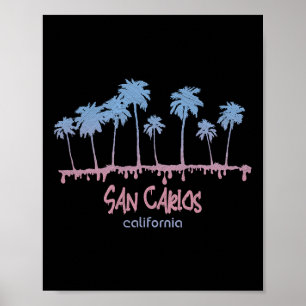 Vintage San Carlos California Beach Retro Surf Vib Poster