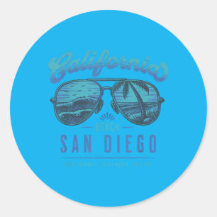Vintage San Diego California Sungles Beach Sunset Classic Round Sticker