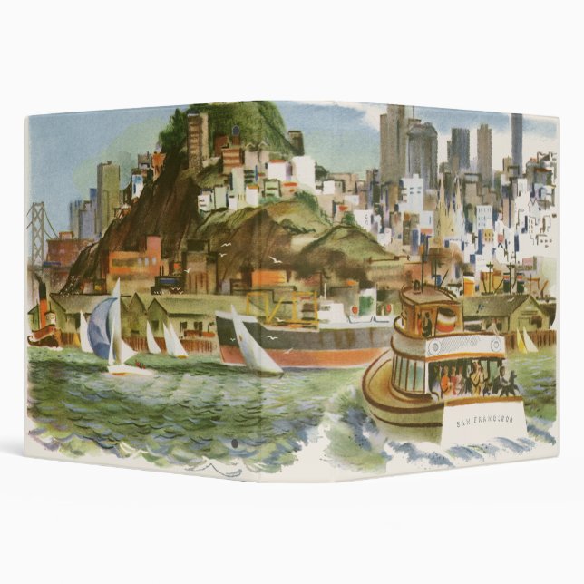 Vintage San Francisco Bay Travel Poster Ferryboat Binder (Background)