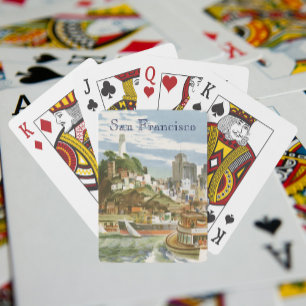 Vintage San Francisco Bay Travel Poster Ferryboat Playing Cards