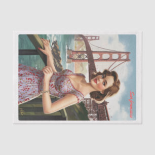Vintage San Francisco, CA old bus on road gifts Tissue Paper