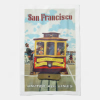 Vintage San Francisco cable car airline poster,
