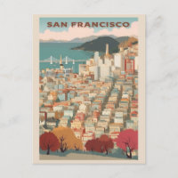 Vintage San Francisco California City Skyline