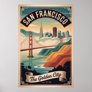 Vintage San Francisco California Golden City Retro Poster