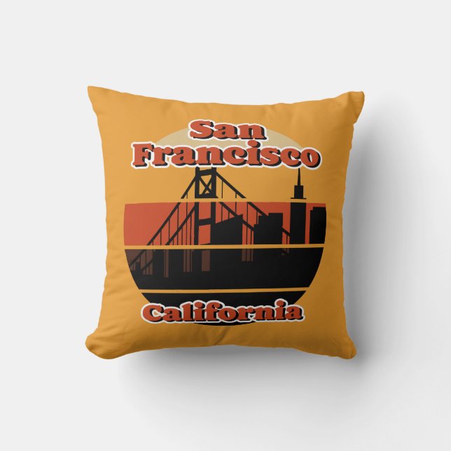 Vintage San Francisco California Throw Pillow (Front)