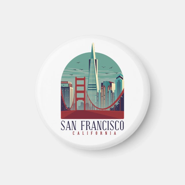 Vintage San Francisco Cityscape Magnet (Front)